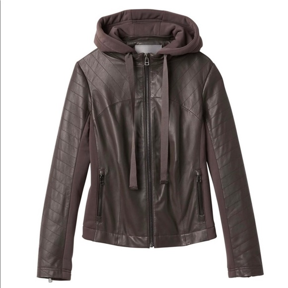 Athleta City View Leather Hooded Jacket - Picture 3 of 9
